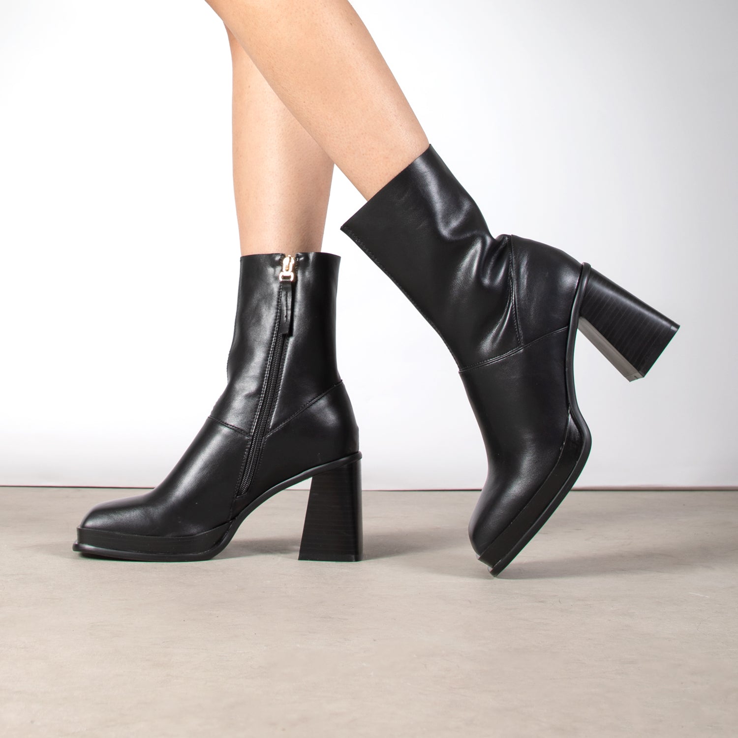 RAID Raffety Block Heeled Ankle Boot in Black