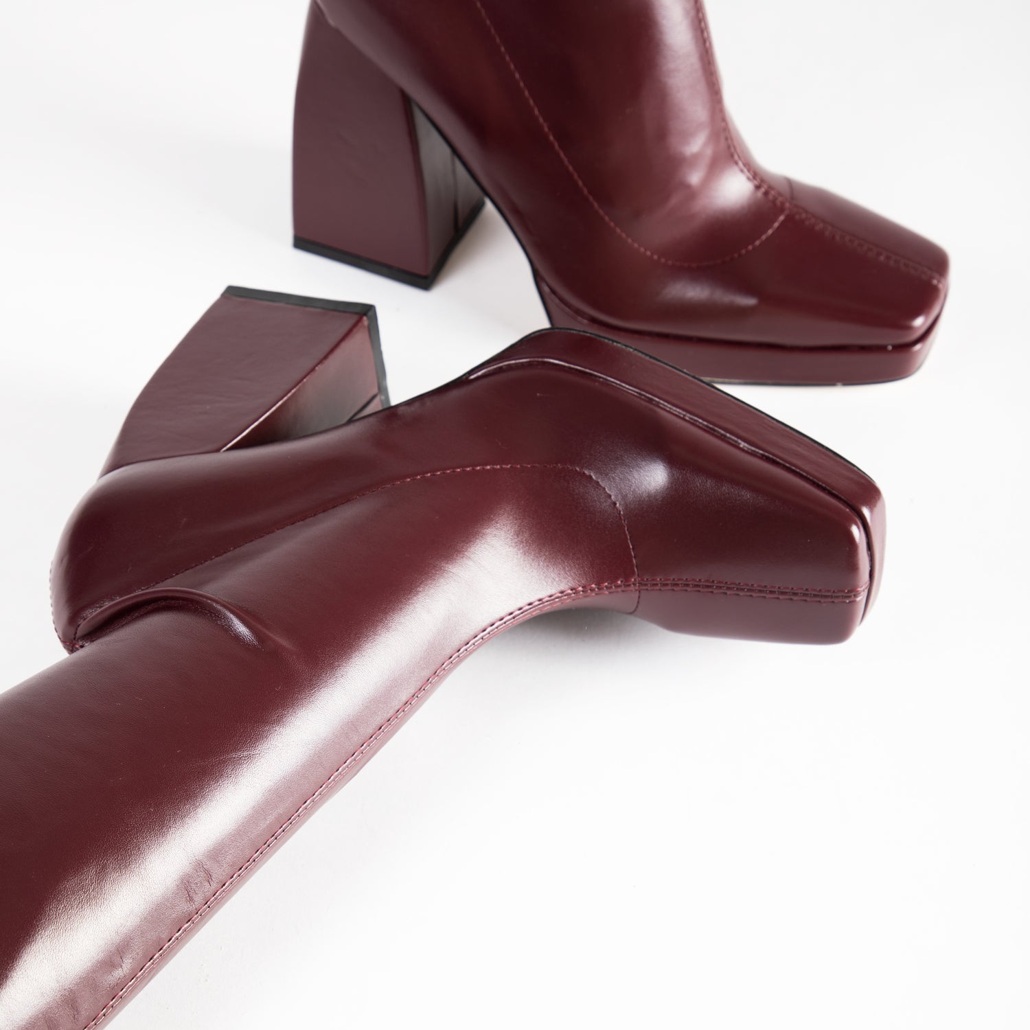 RAID Rainbow Block Heeled Long Boot in Burgundy