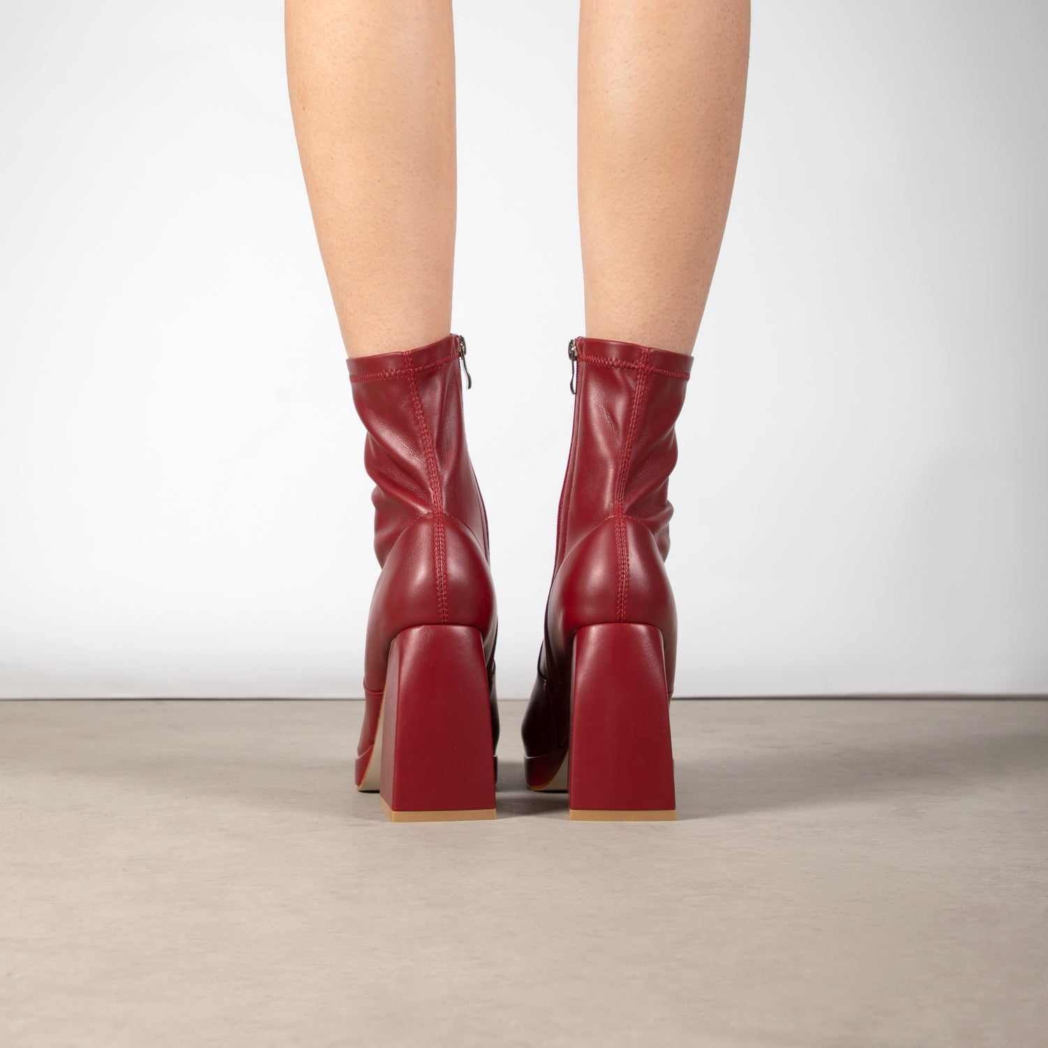 RAID Recruit Block Heeled Ankle Boot in Burgundy