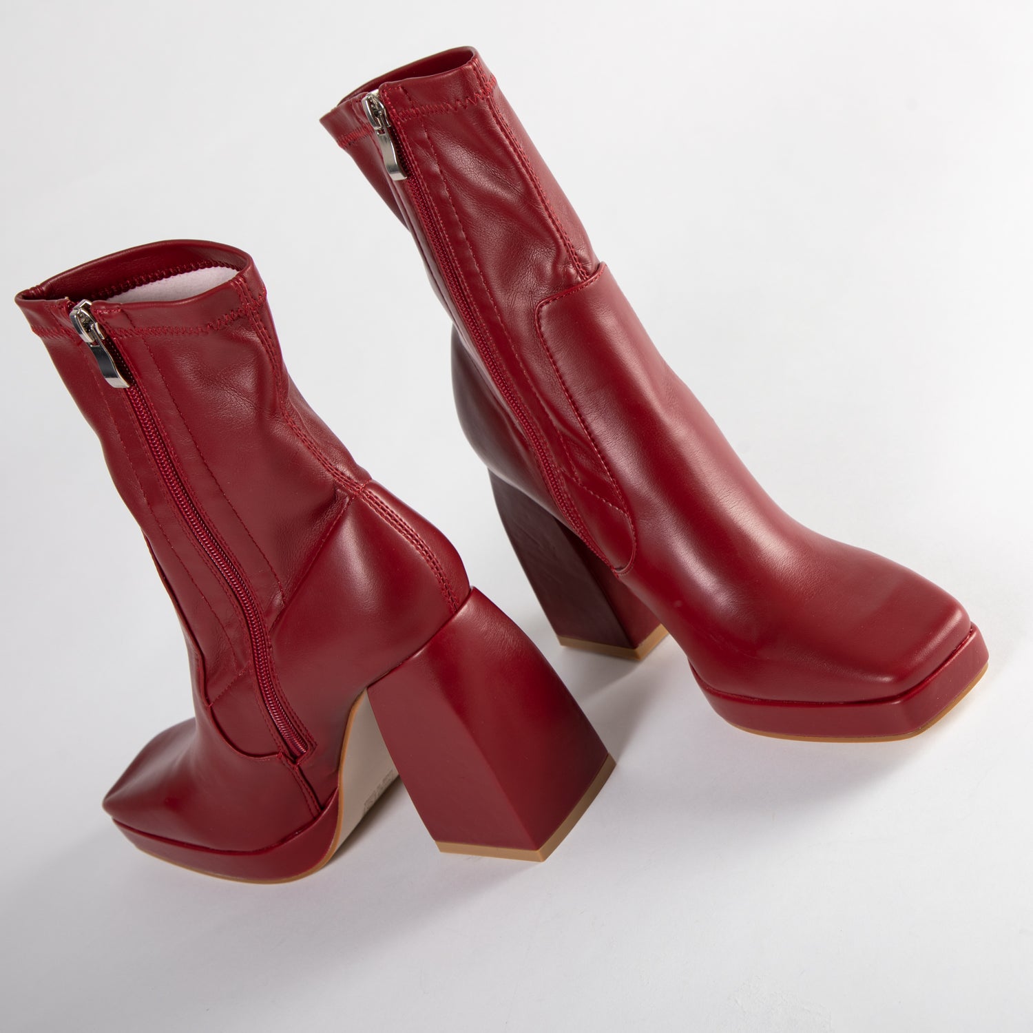 RAID Recruit Block Heeled Ankle Boot in Burgundy