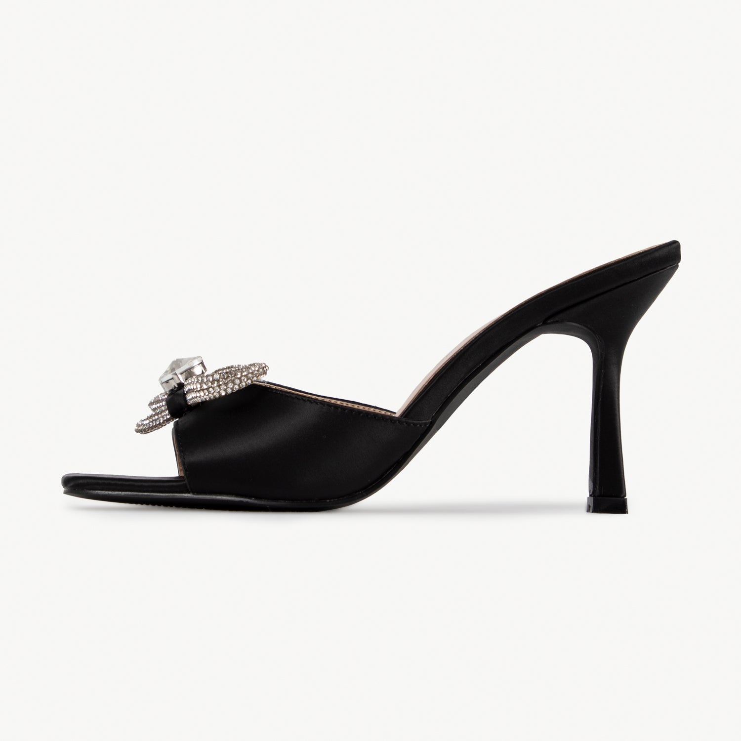 RAID Renee Heeled Mule In Black Satin