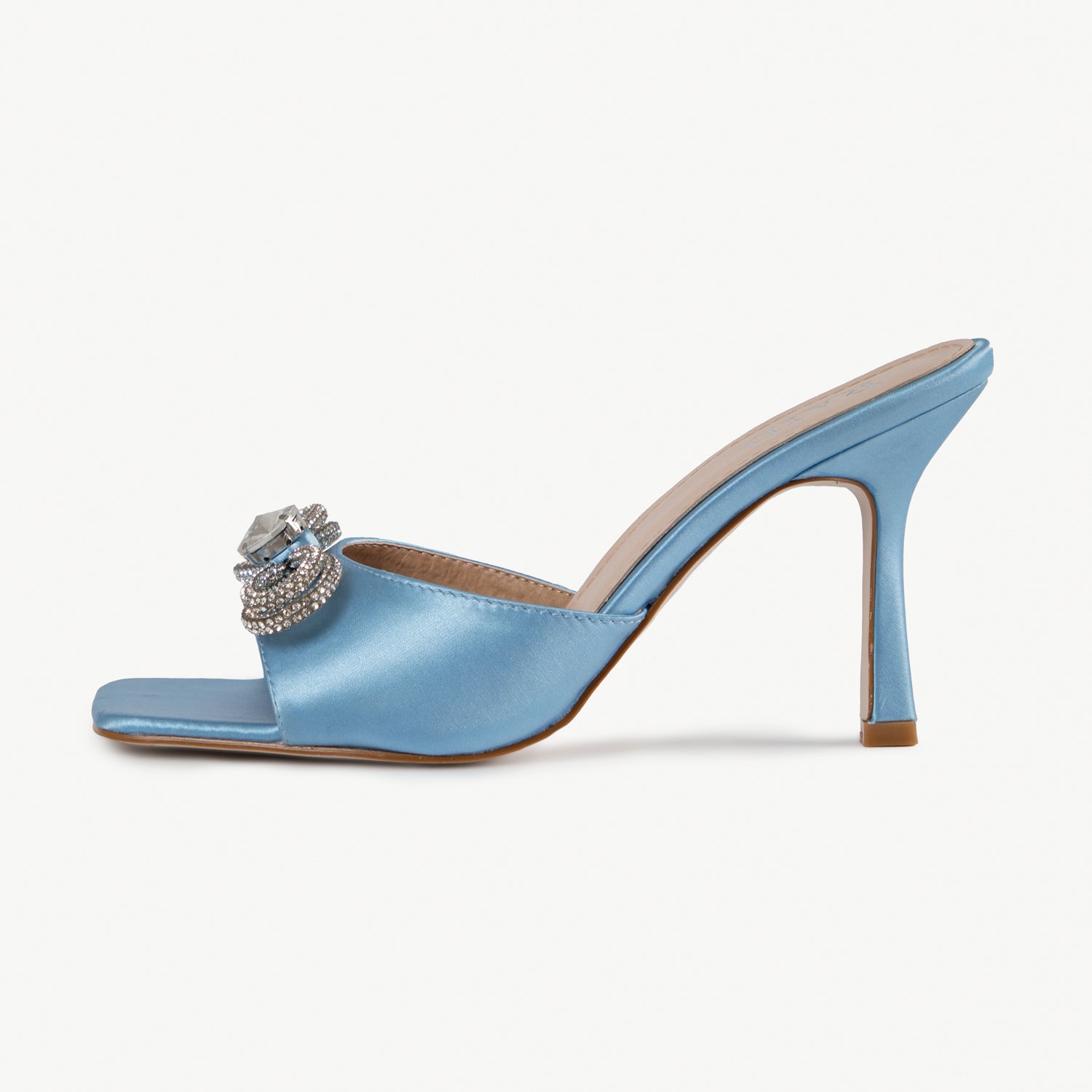 RAID Renee Heeled Mule In Baby Blue Satin