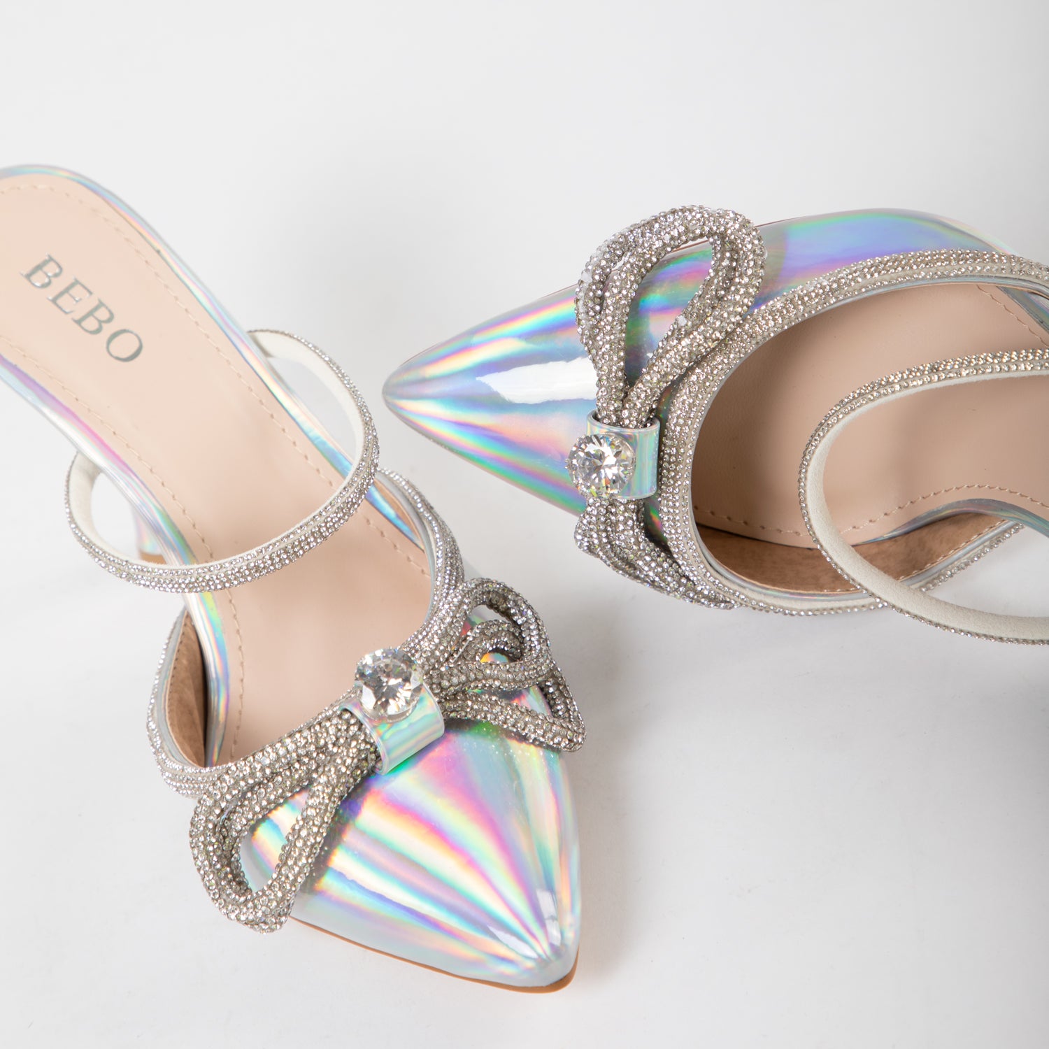 BEBO Ruhani Heeled Mule in Silver