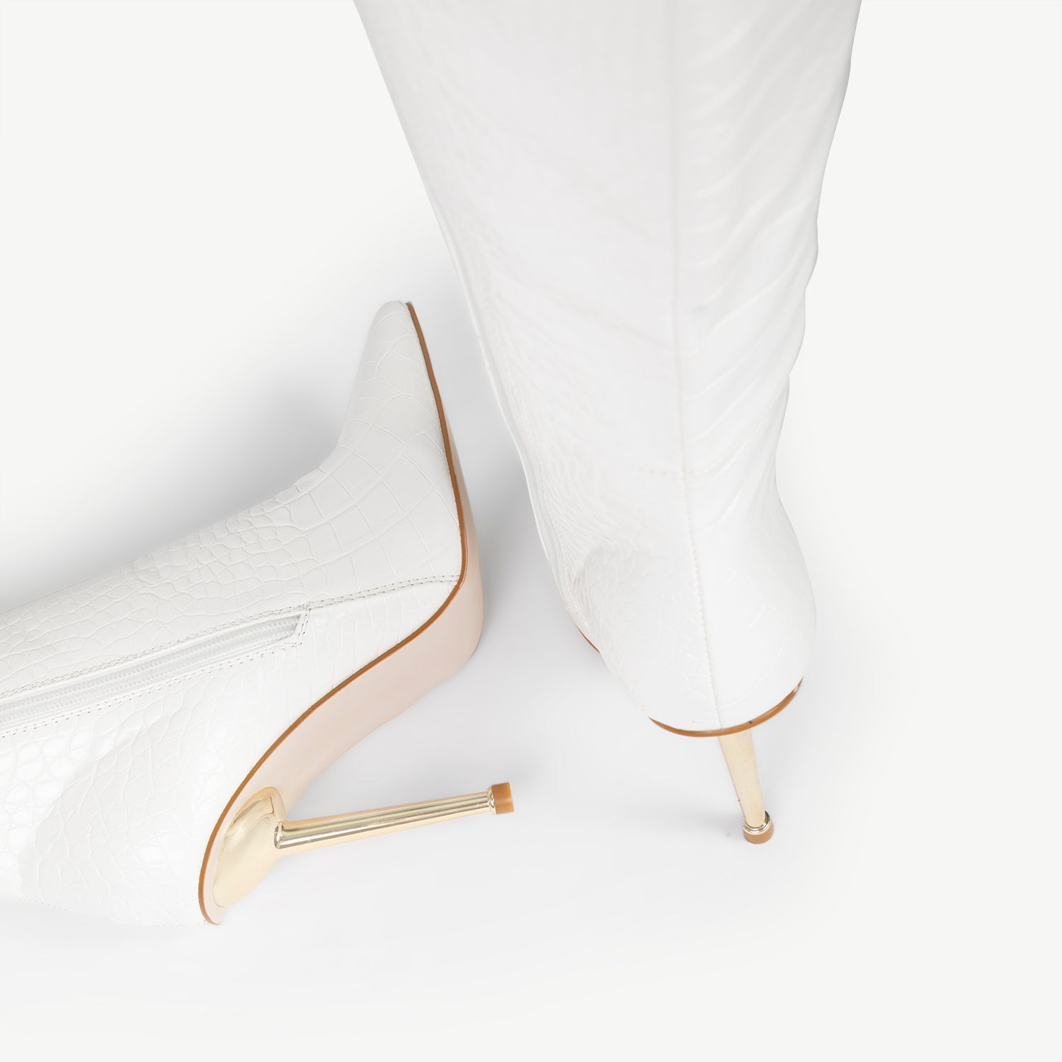 RAID Saint Long Stiletto Heeled Boot in White