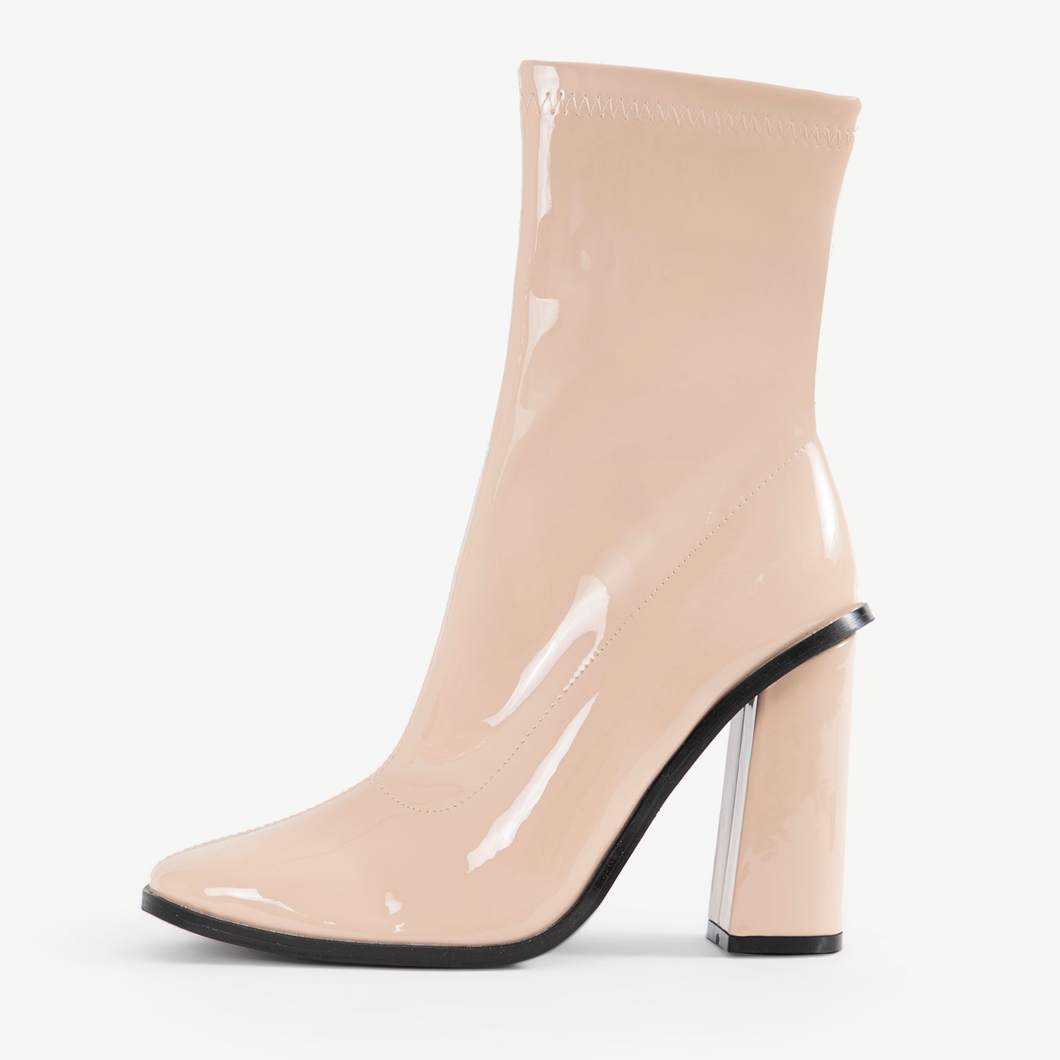 RAID Saylor Block Heeled Ankle Boot in Nude