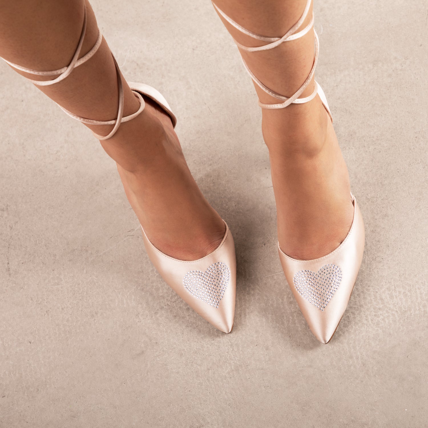 RAID Sidney Heeled Pump in Nude Satin