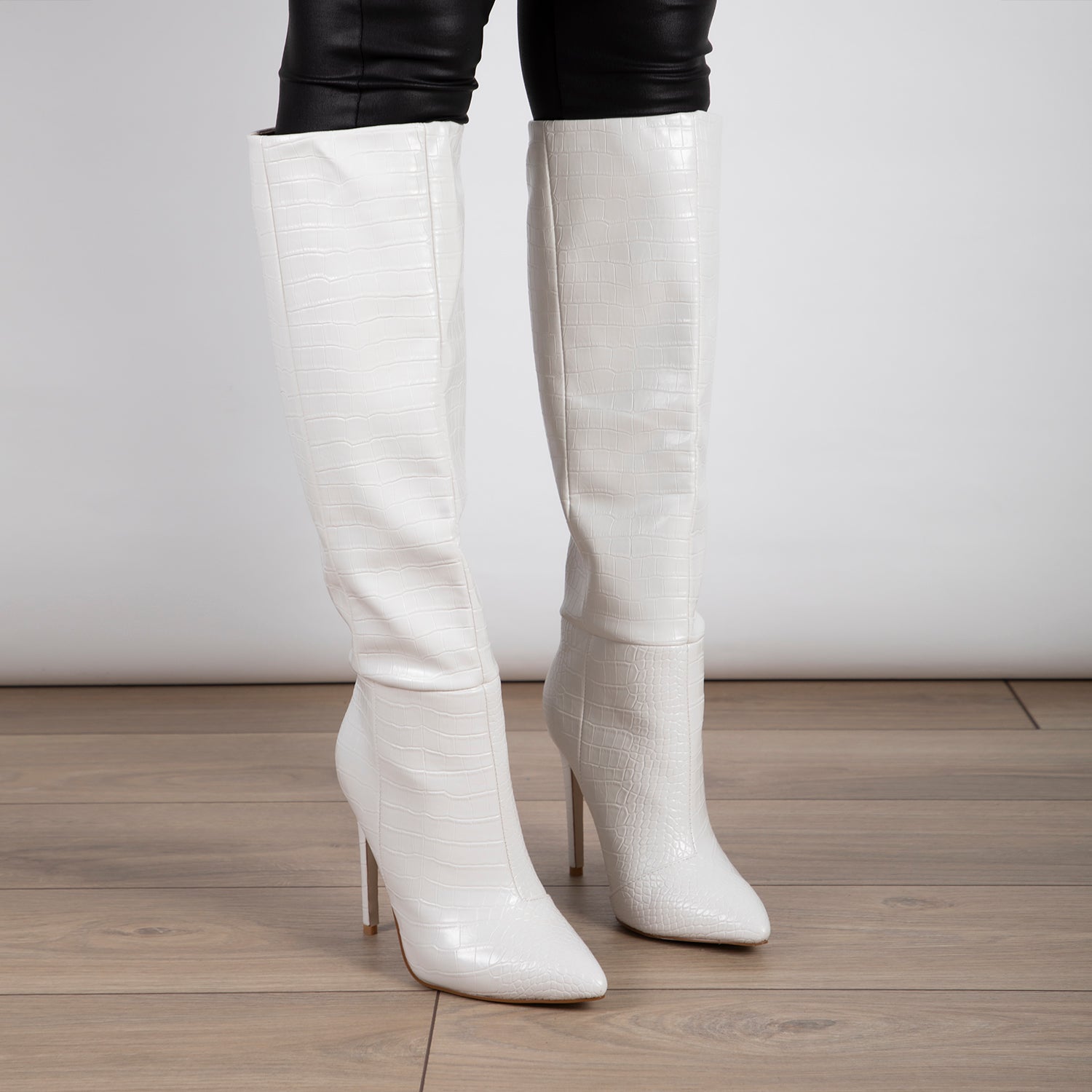 RAID Sonny Wide Fit Stiletto Heeled Boot in White