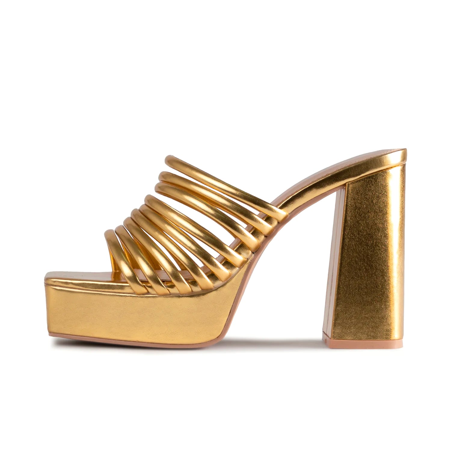 RAID Stella Block Heeled Mule in Gold