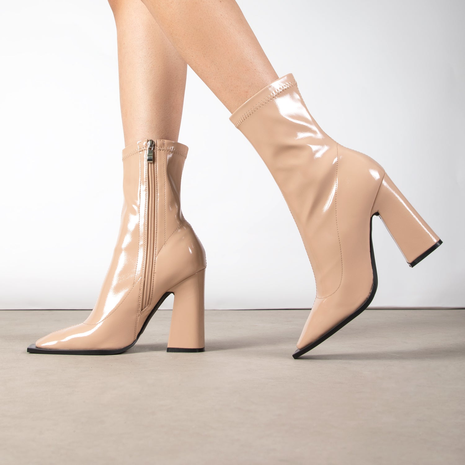 RAID Valencia Block Heeled Boot in Nude