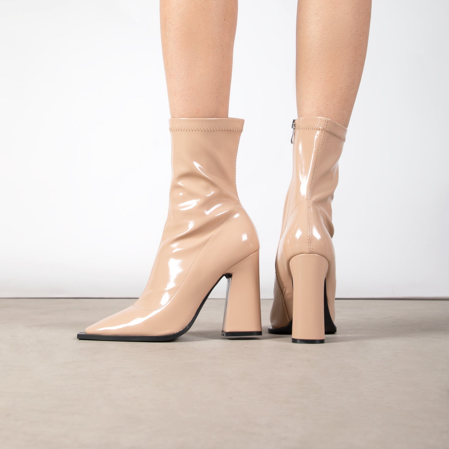 RAID Valencia Block Heeled Boot in Nude