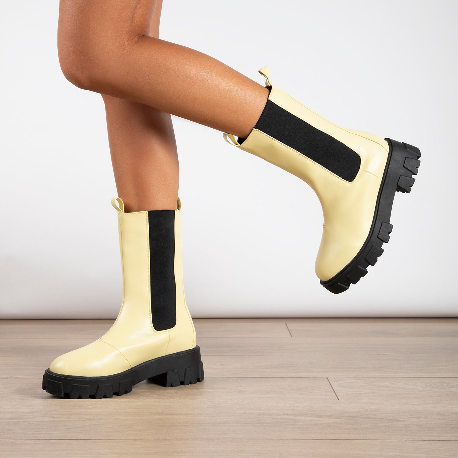 RAID Ellery Wide Fit Chunky Boot in Butter Yellow