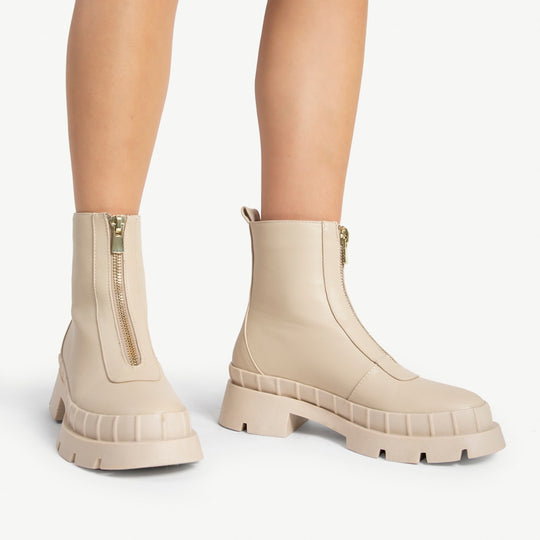 RAID Annya Chunky Ankle Boot in Ecru