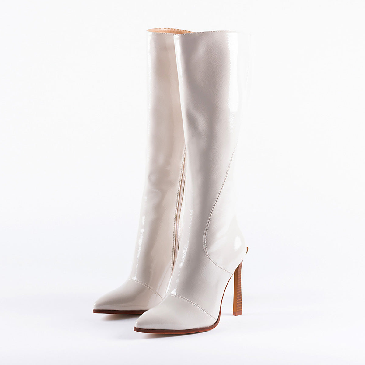 RAID Aria Long Stiletto Heel Boot in White