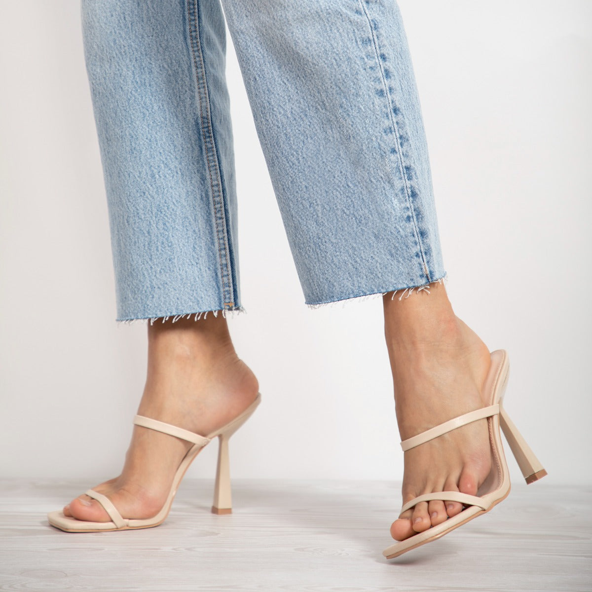 BEBO Ariel Heeled Mule in Nude