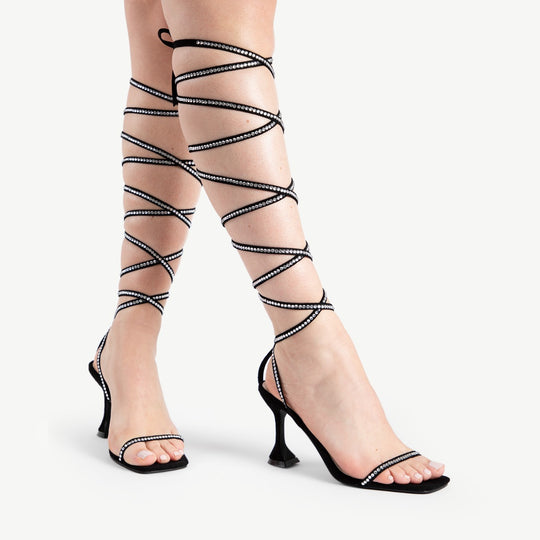 BEBO Betty Lace Up Heel in Black