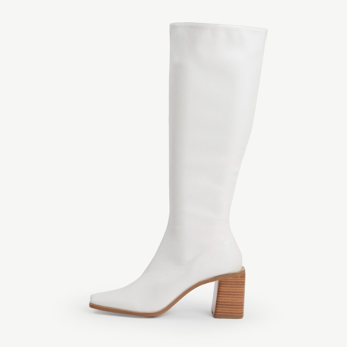 RAID Blick Block Heeled Long Boot in Off White