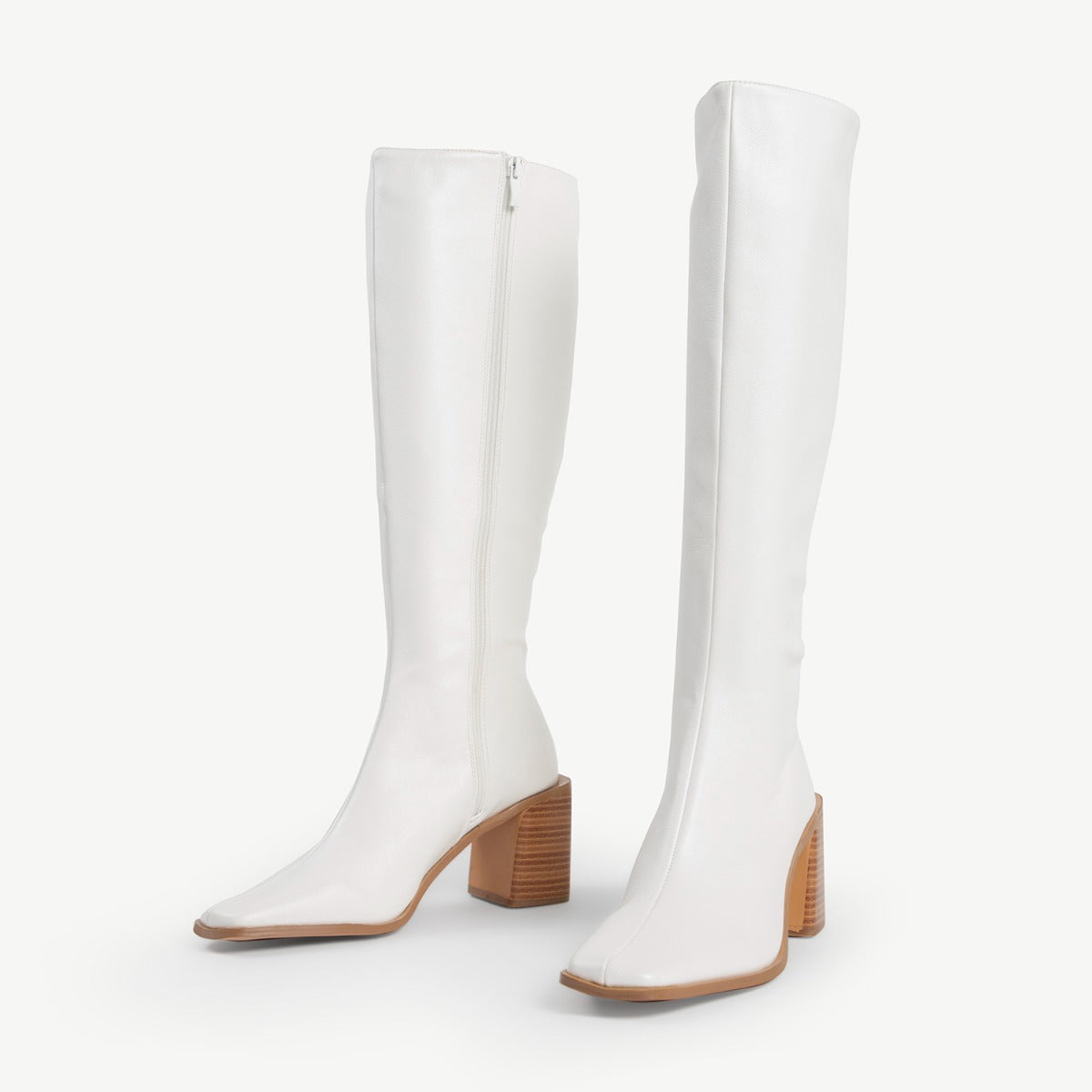 RAID Blick Block Heeled Long Boot in Off White