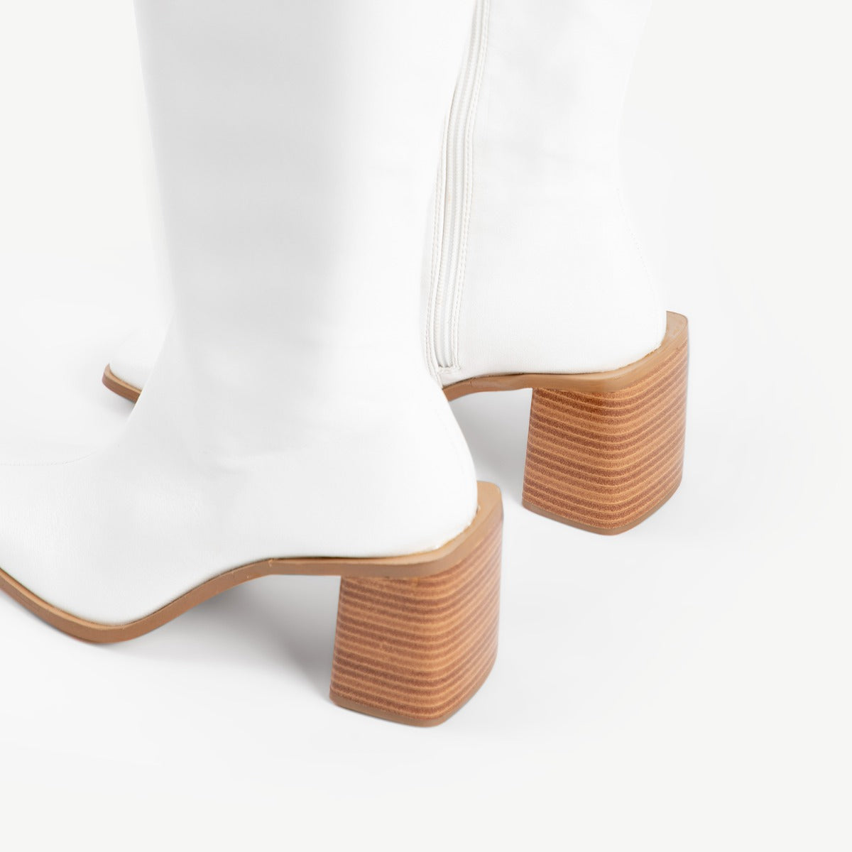 RAID Blick Block Heeled Long Boot in Off White