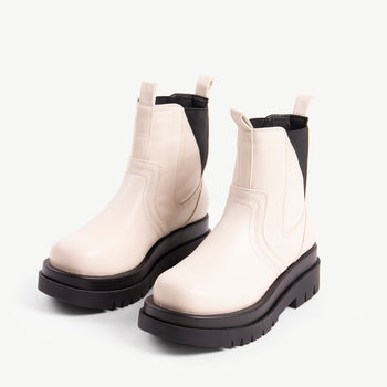 RAID Brazen Chunky Ankle Boot in Off White