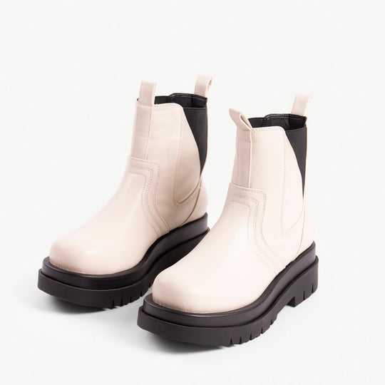 RAID Brazen Chunky Ankle Boot in Off White