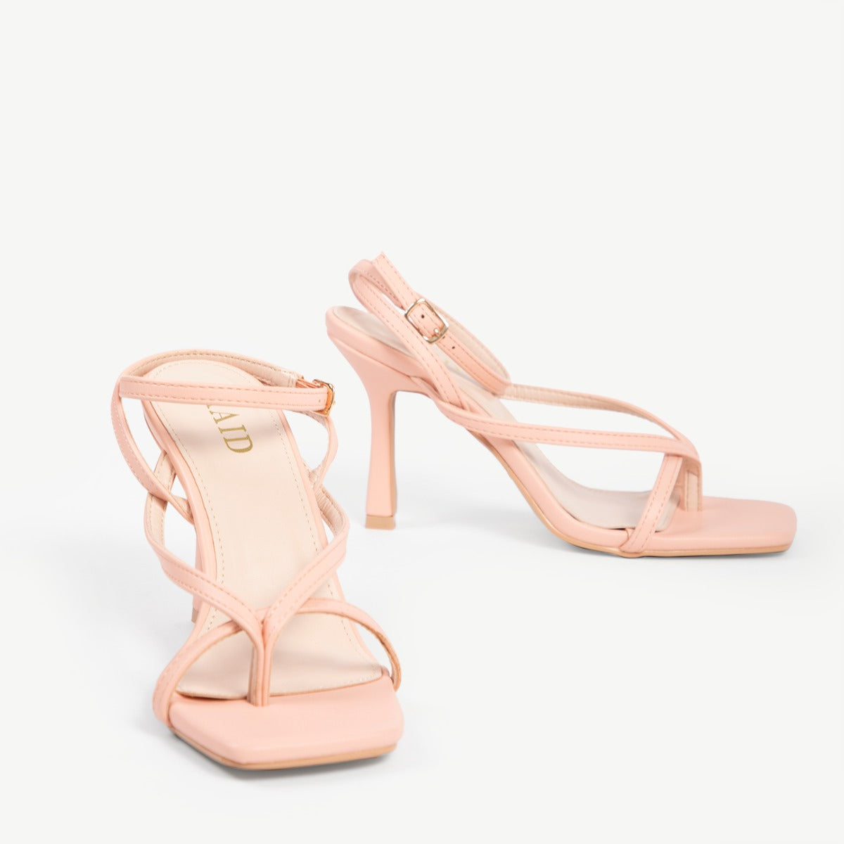 RAID Dorneah Square Toe Post Sandal In Peach