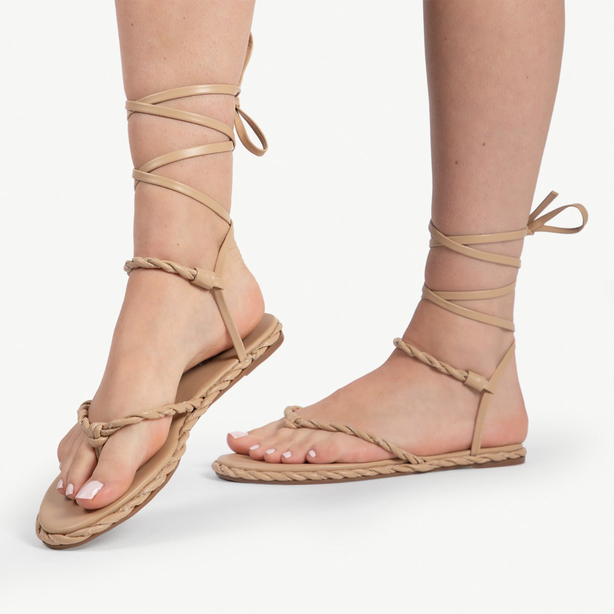 RAID Grayson Rope Sandal in Nude