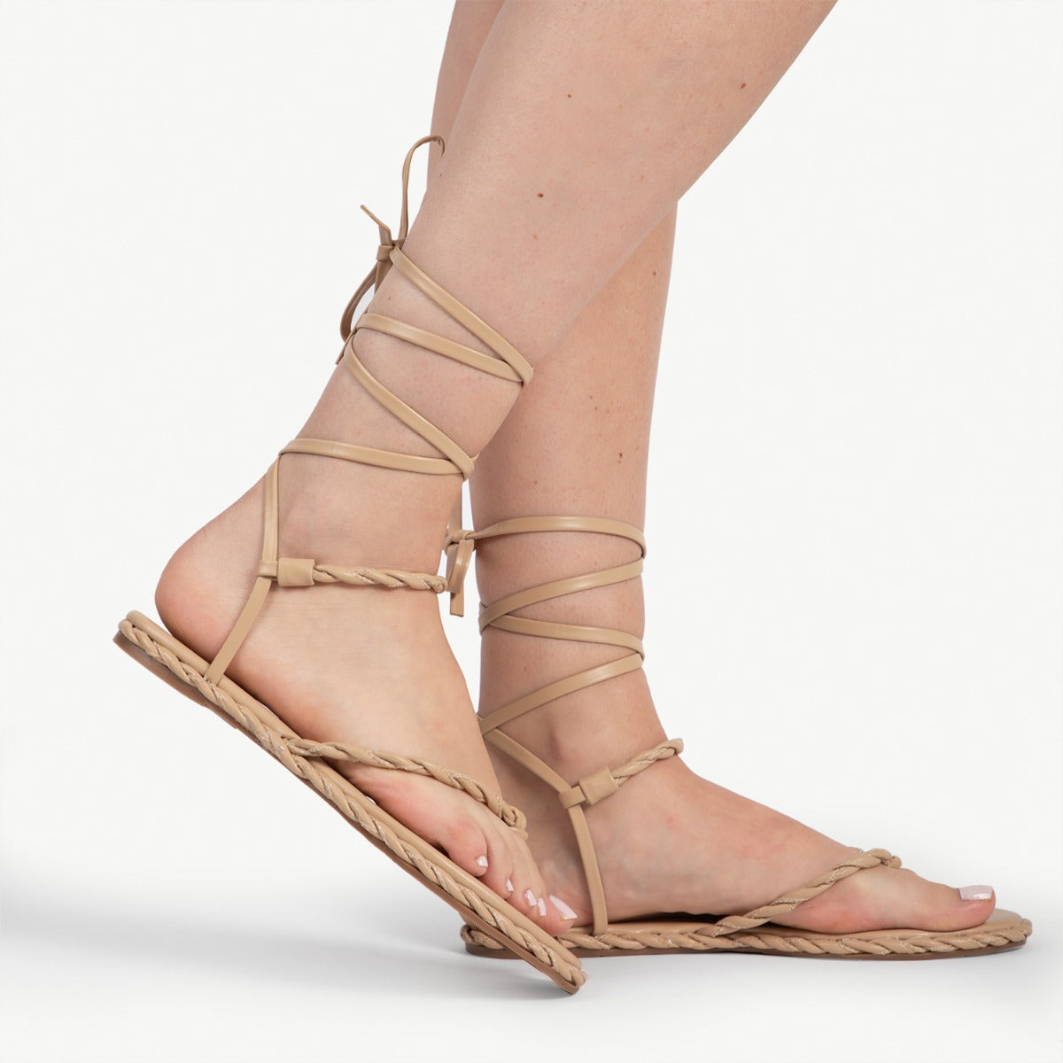 RAID Grayson Rope Sandal in Nude