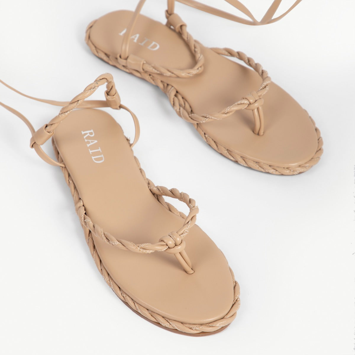 RAID Grayson Rope Sandal in Nude