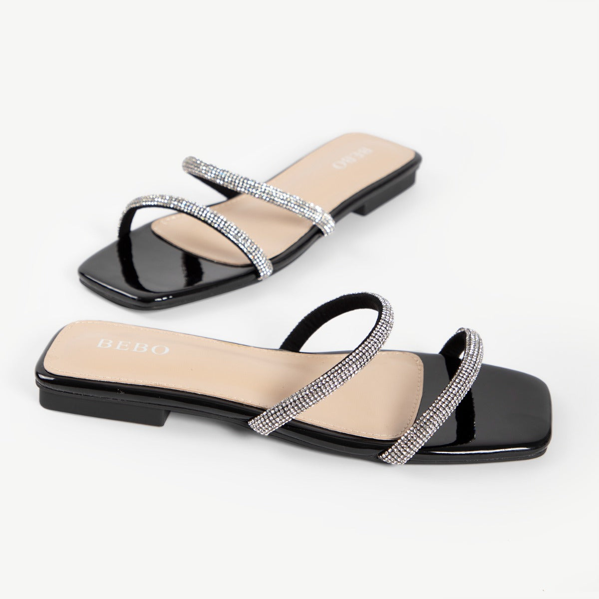 BEBO Honey Flat Mule in Black