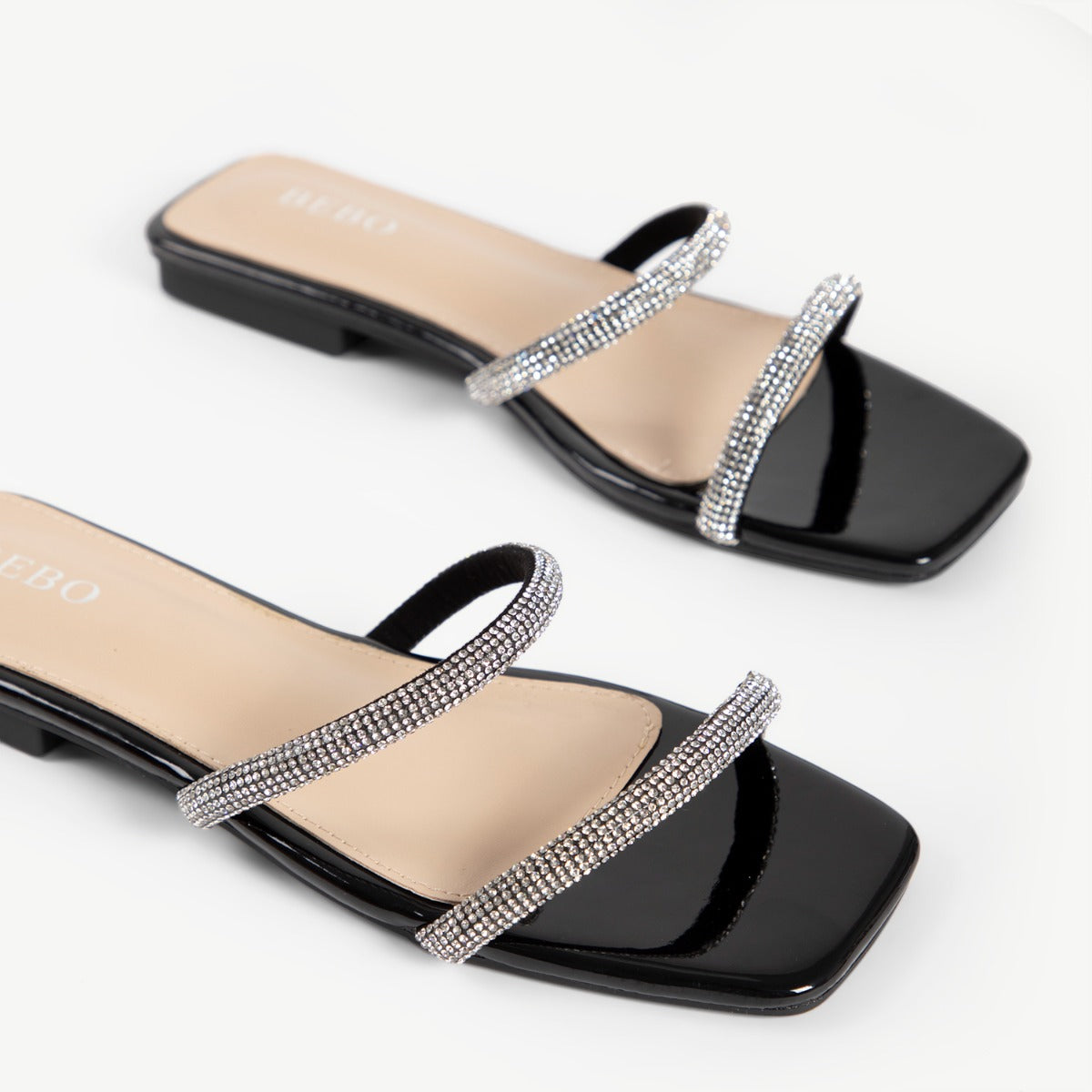BEBO Honey Flat Mule in Black