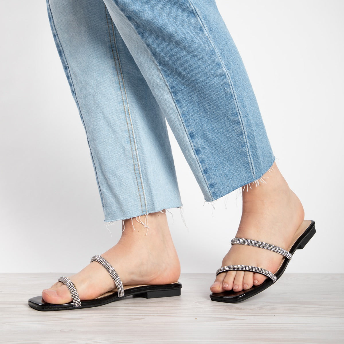 BEBO Honey Flat Mule in Black