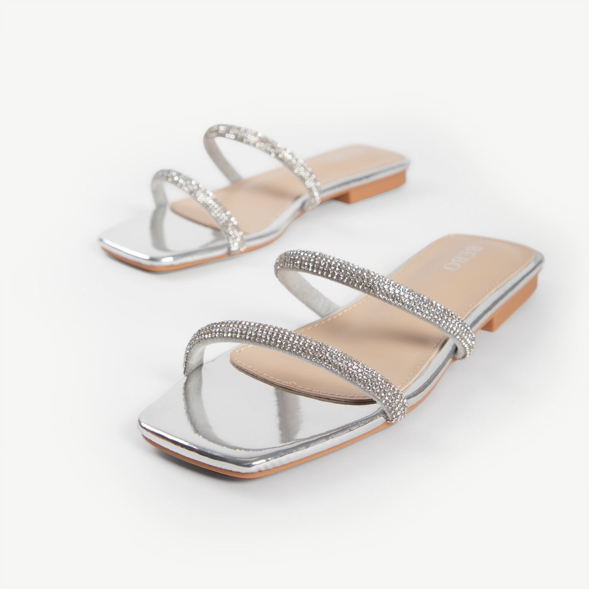 BEBO Honey Flat Mule in Silver