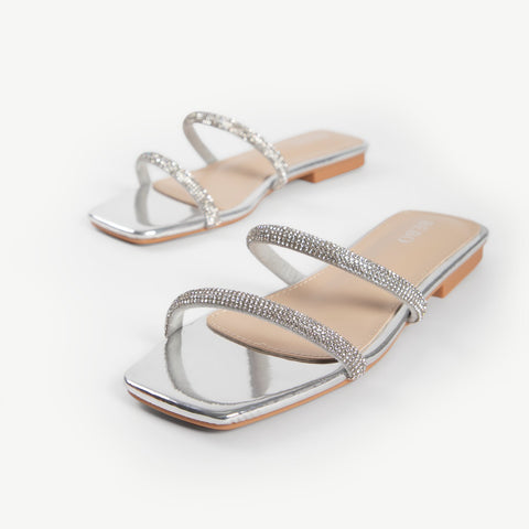 BEBO Honey Flat Mule in Silver