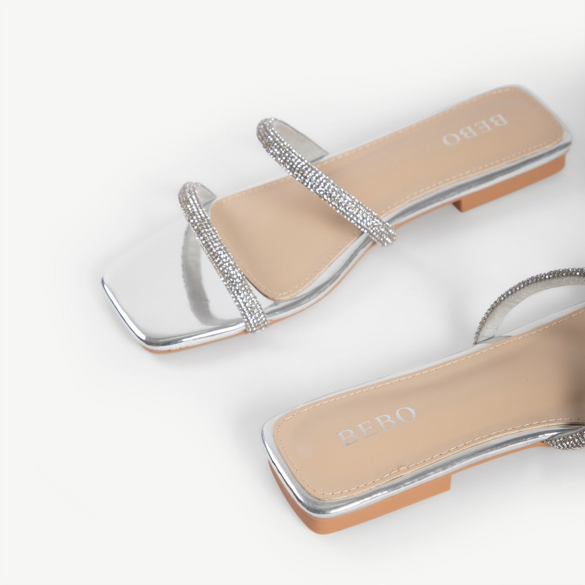 BEBO Honey Flat Mule in Silver