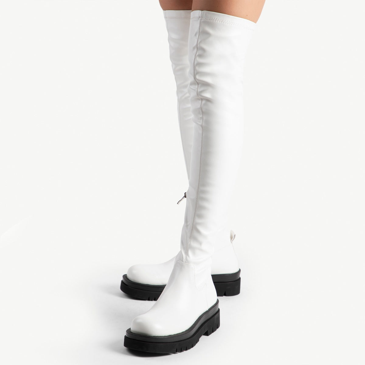 RAID Jade Over the Knee Boot in White