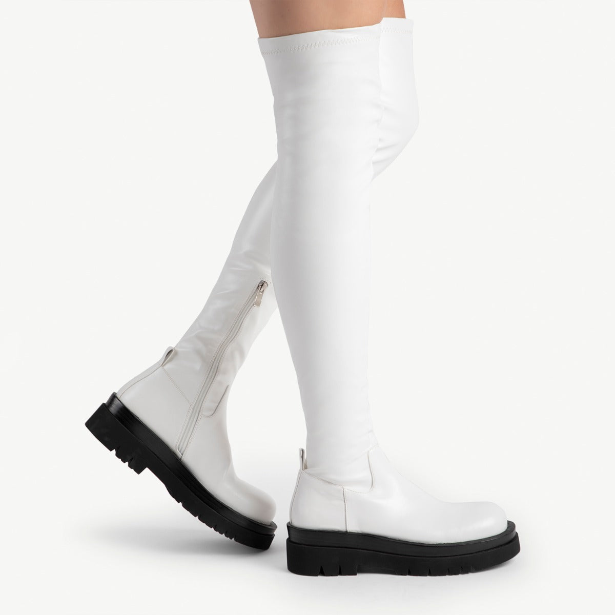 RAID Jade Over the Knee Boot in White