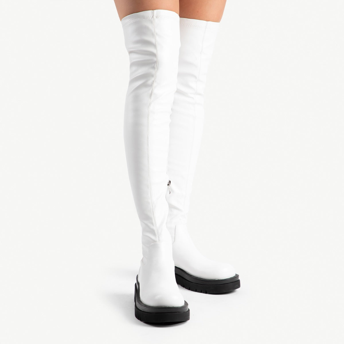 RAID Jade Over the Knee Boot in White
