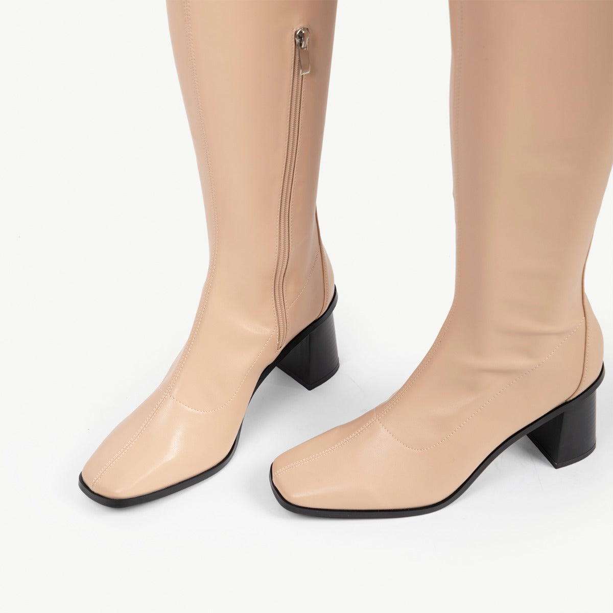 RAID Lennyo Block Heeled Boot in Nude