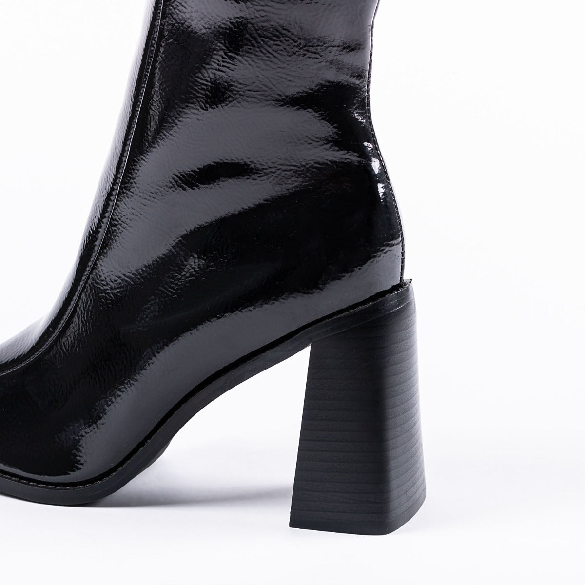 RAID Lenore Knee High Boot in Black Crinkle Patent