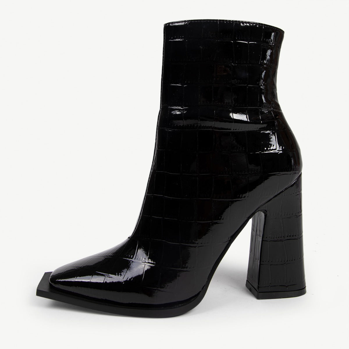RAID Livvy Block Heeled Ankle Boot in Black Croc