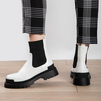 RAID Lyra Chunky Ankle Boot in White