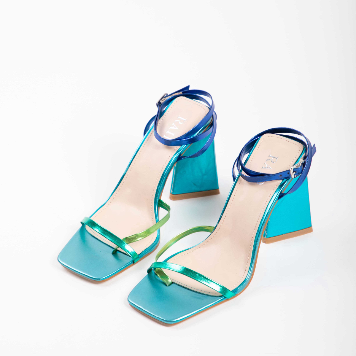 RAID Amora Lace Up Block Heel in Blue