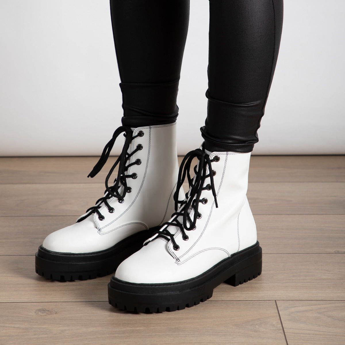 RAID Obey Wide Fit Chunky Hiker Boot in White