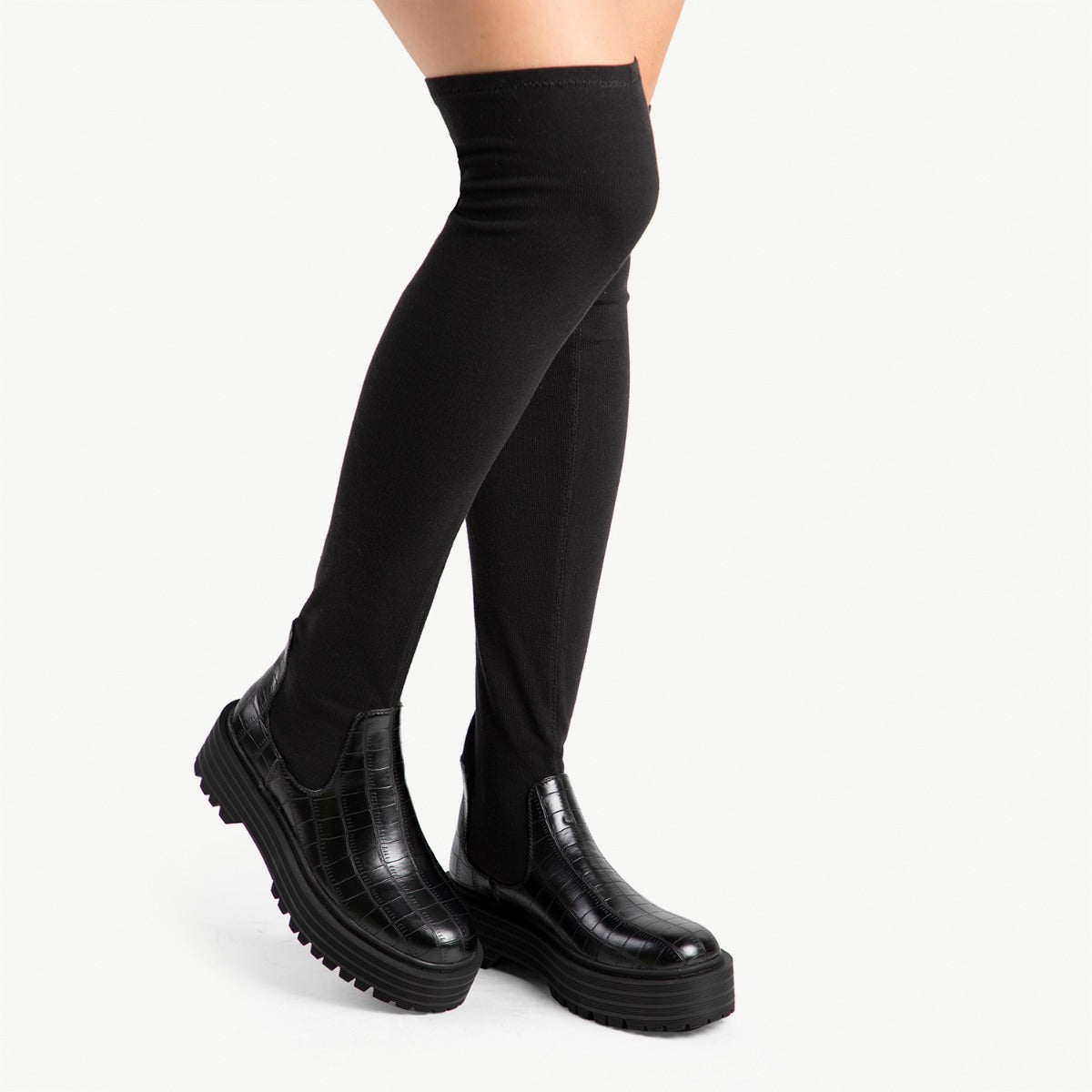 RAID Ranger Over the Knee Boot in Black Croc