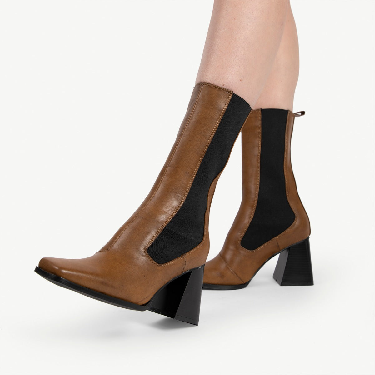 RAID React Block Heeled Boot in Brown