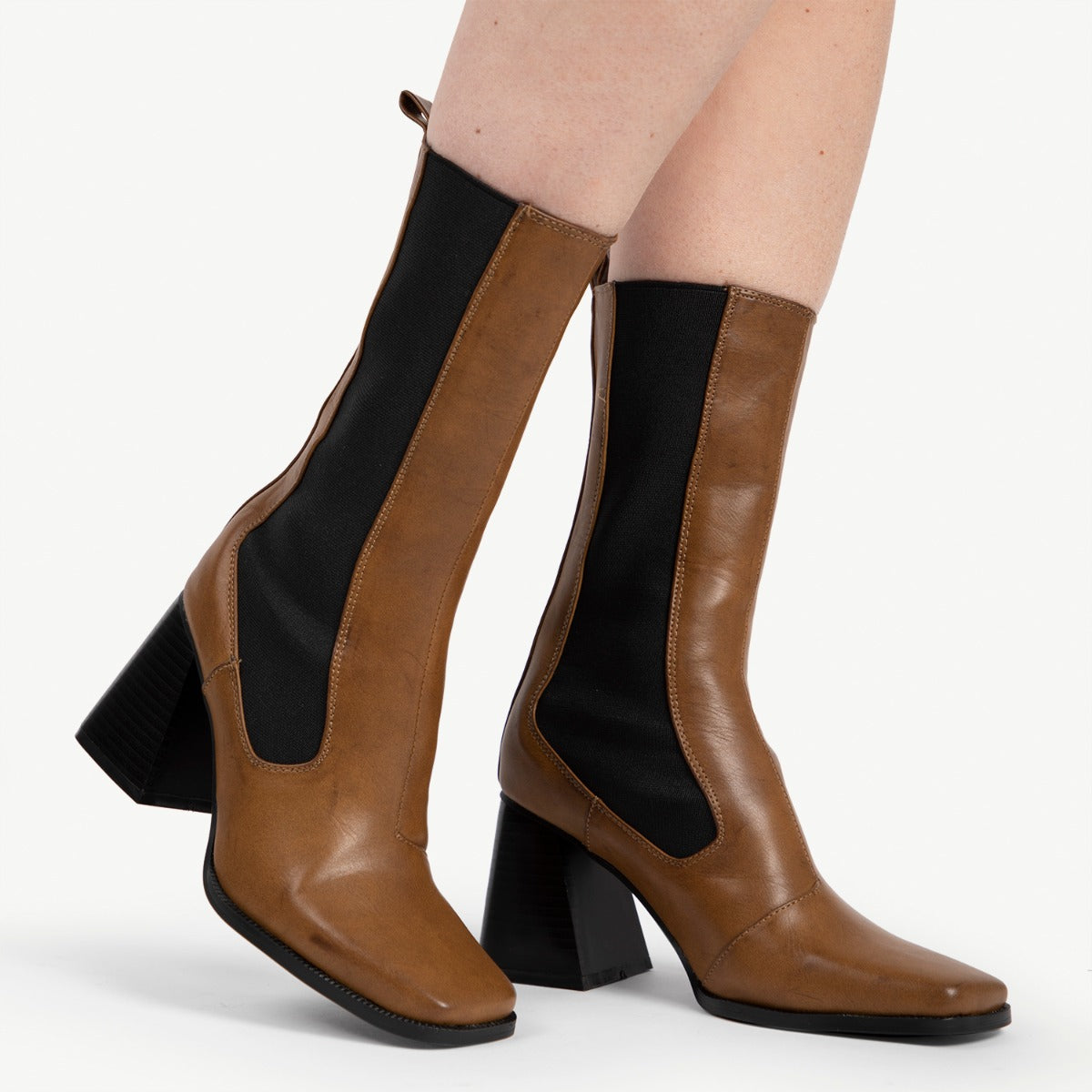 RAID React Block Heeled Boot in Brown