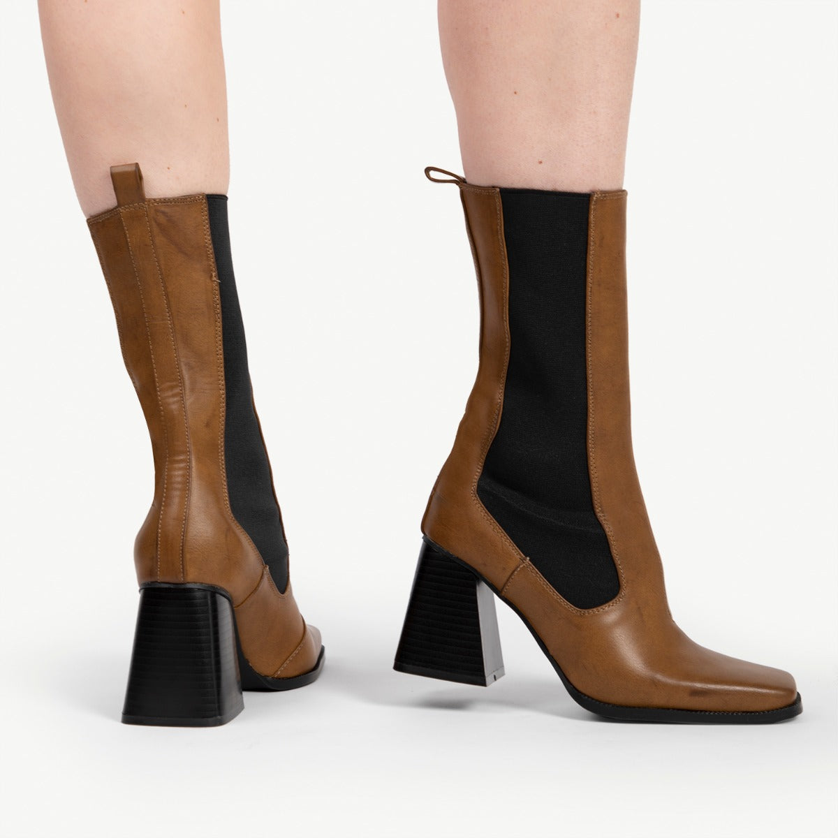 RAID React Block Heeled Boot in Brown
