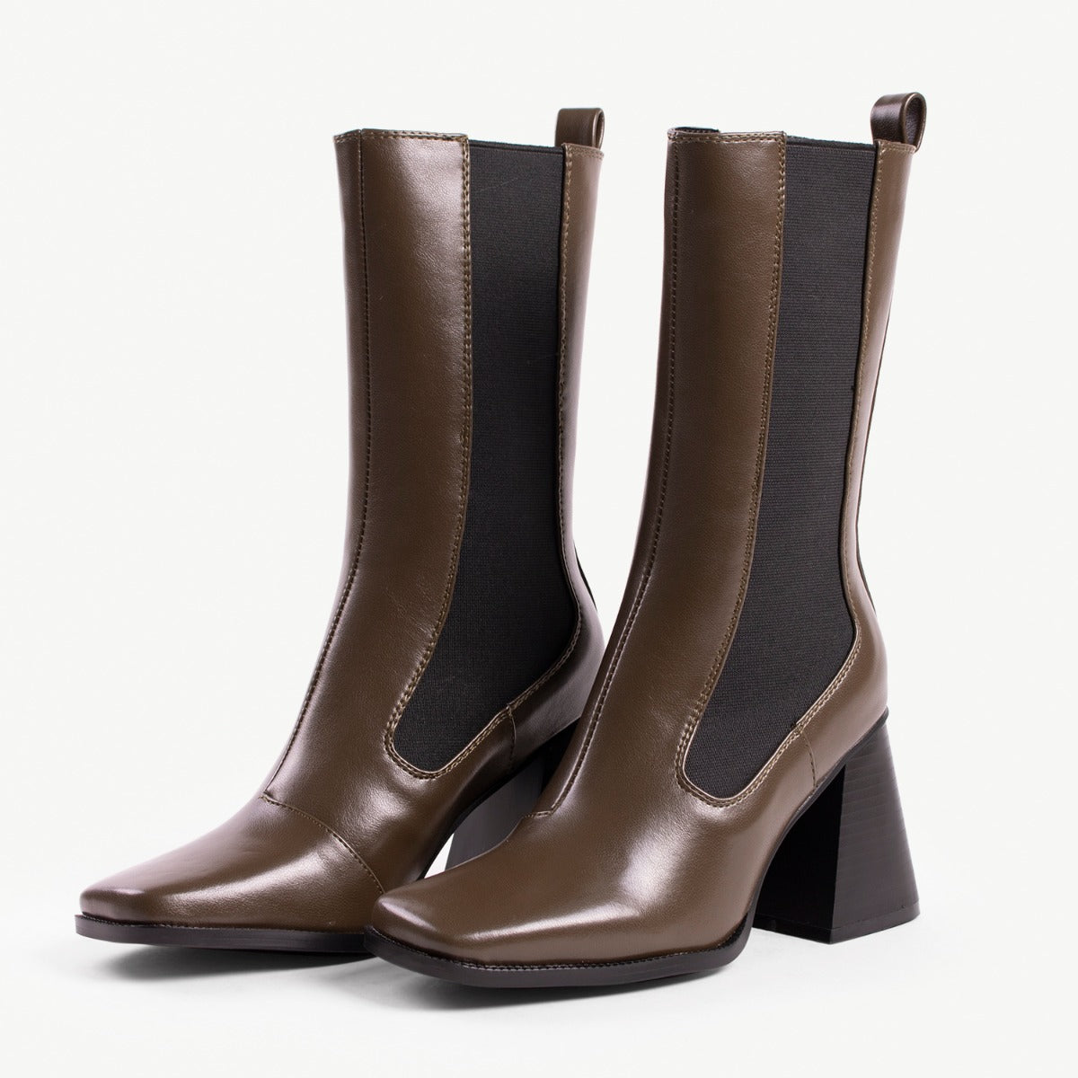 RAID React Block Heeled Boot in Khaki