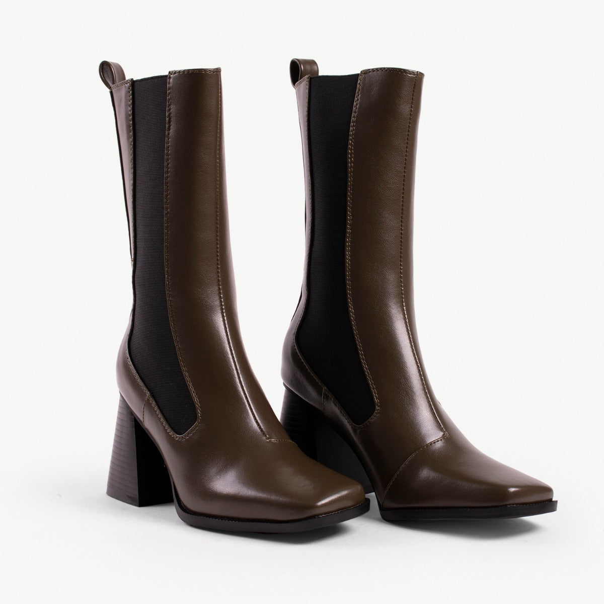 RAID React Block Heeled Boot in Khaki