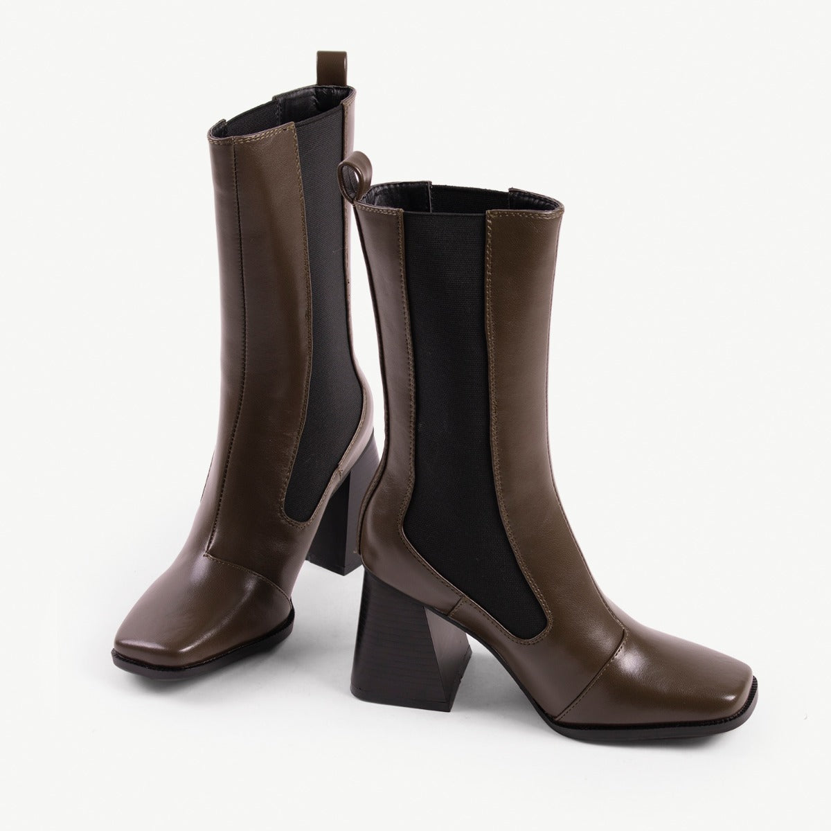 RAID React Block Heeled Boot in Khaki